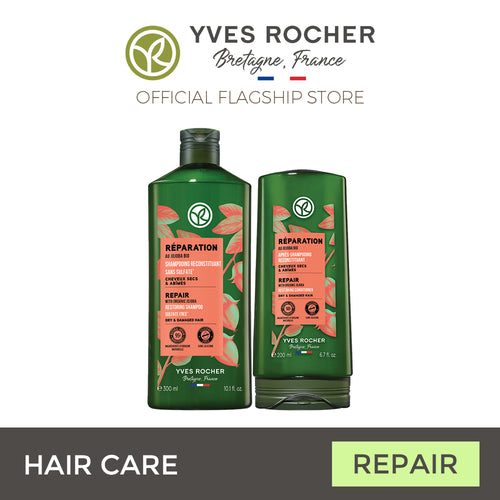 Nutri Repair Shampoo and Conditioner Bundle for Dry, Damaged, and Frizzy Hair by YVES ROCHER Hair Care (New Packaging)