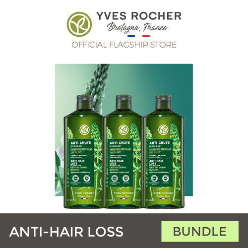 Anti Hair Loss Shampoo Bundle of 3 on SALE Promotes Hair Growth and Anti Hair Fall by YVES ROCHER Original 300ml Hair Care Bestseller (New Packaging)