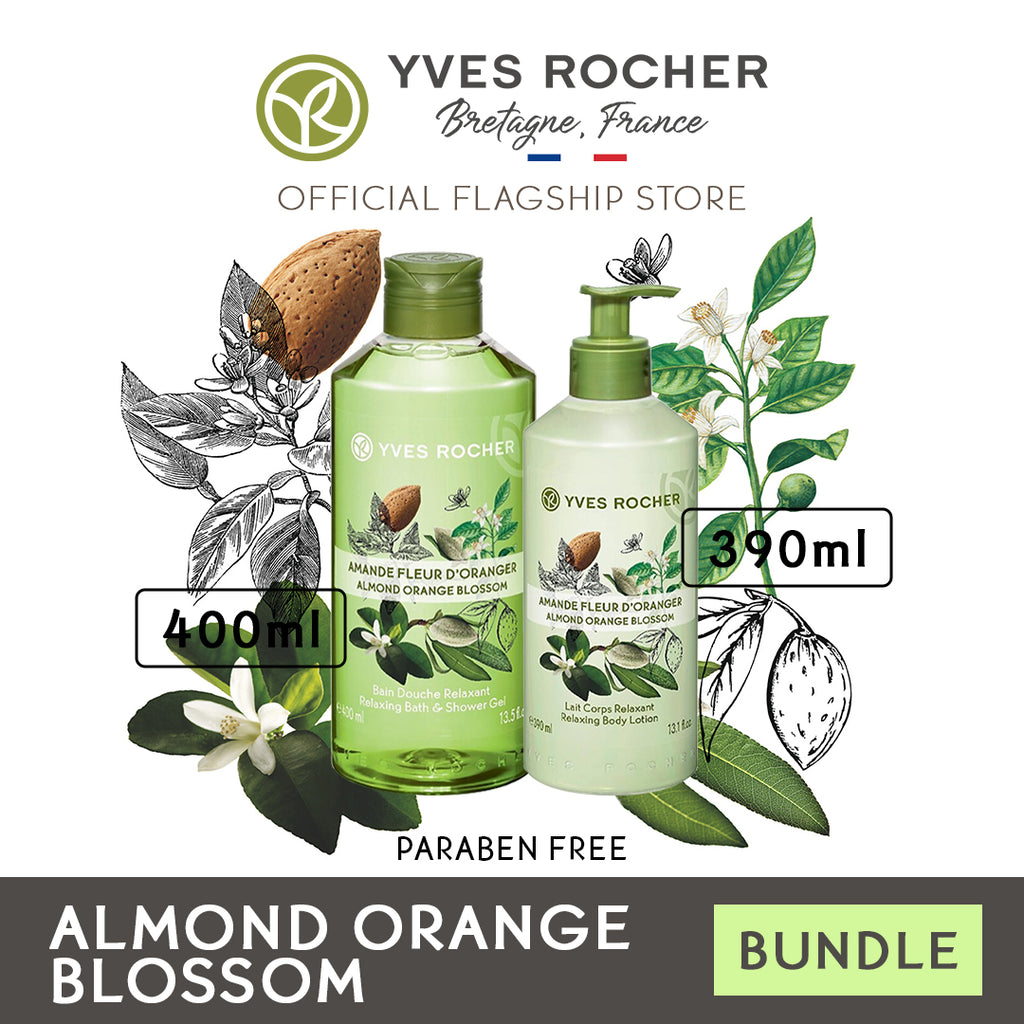 Yves Rocher Almond Orange Blossom Shower Gel and Lotion Bundle - Large Size