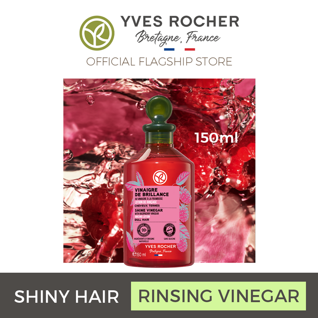 Raspberry Rinsing Vinegar 150ml for Dull Hair by YVES ROCHER Hair Care Bestseller (New Packaging)