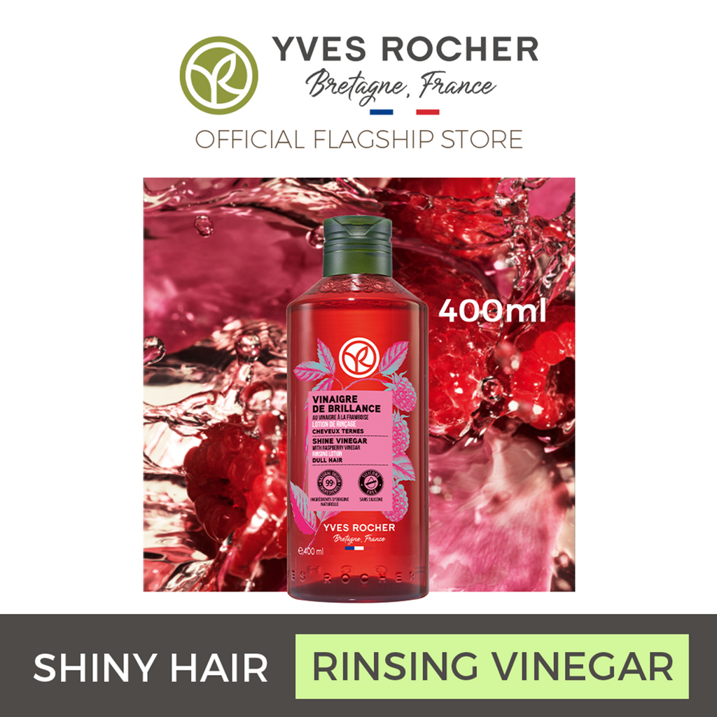 Raspberry Rinsing Vinegar for Dull Hair by YVES ROCHER Original 400ml On SALE Hair Care (New Packaging)