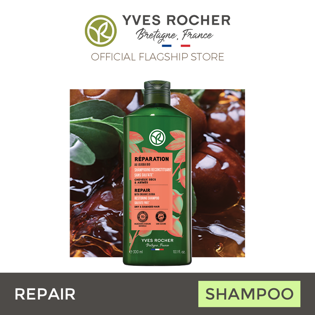Repair and Restoring Shampoo 300ml for Dry, Damaged, and Frizzy Hair by YVES ROCHER - Shampoo on SALE Hair Care (New Packaging)