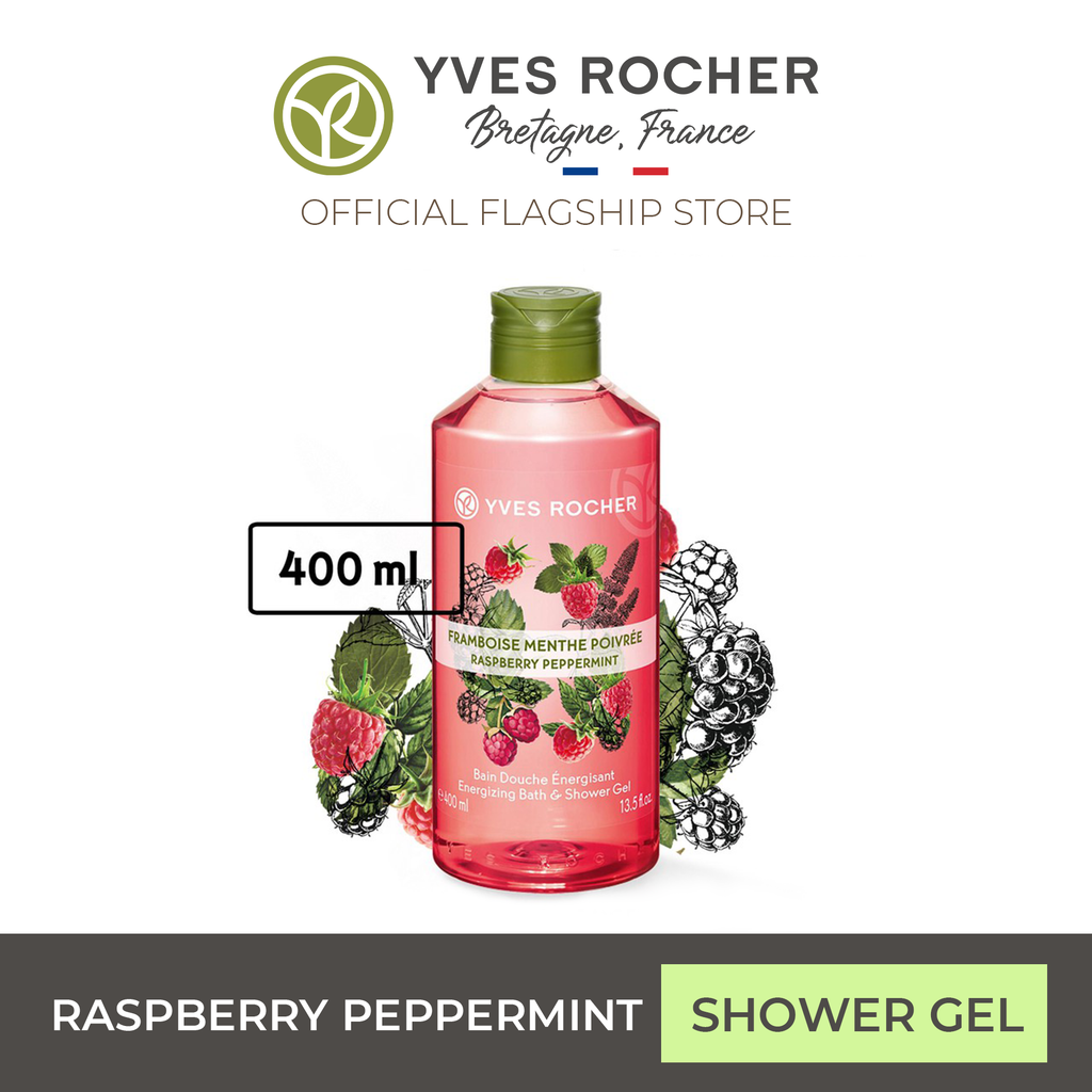 Yves Rocher Raspberry Peppermint Body Wash Energizing Shower Gel 400ml