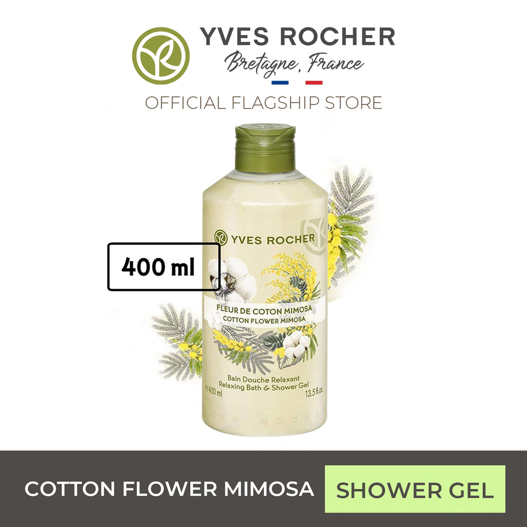 Yves Rocher Cotton Flower Mimosa Body Wash Shower Gel 400ml - Les Plaisir Nature