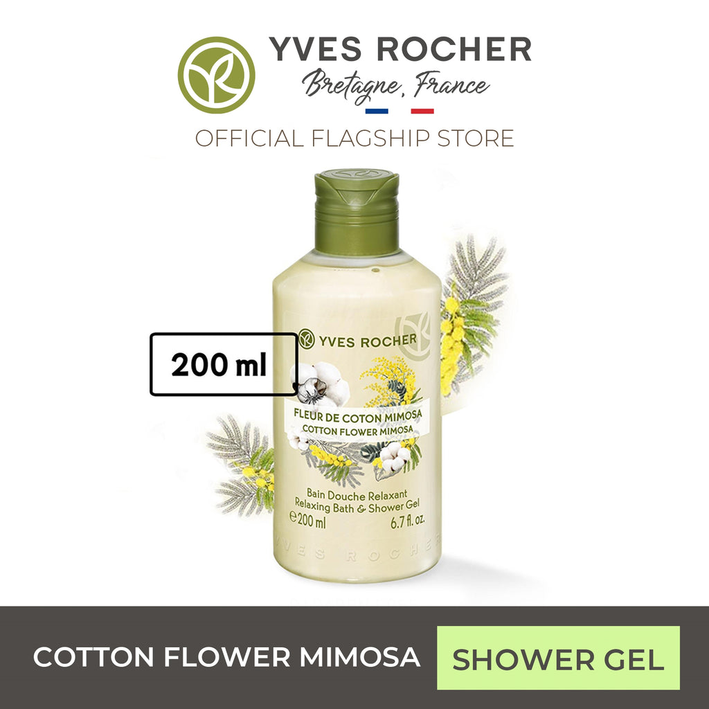 Yves Rocher Cotton Flower Mimosa Body Wash Shower Gel 200ml - Les Plaisir Nature
