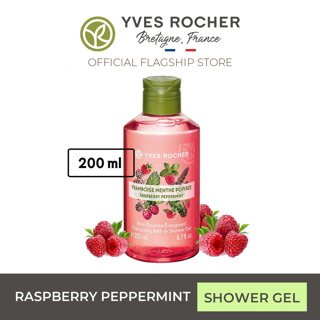 Yves Rocher Raspberry Peppermint Body Wash Energizing Shower Gel 200ml