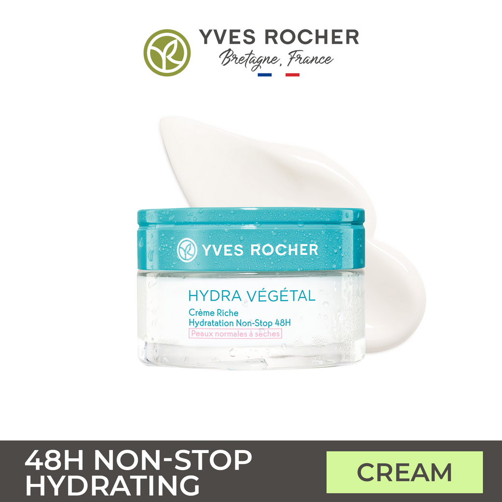 YVES ROCHER 48H Non-Stop Hydrating Rich Cream for Dry Skin 50ml - Hydra Vegetal