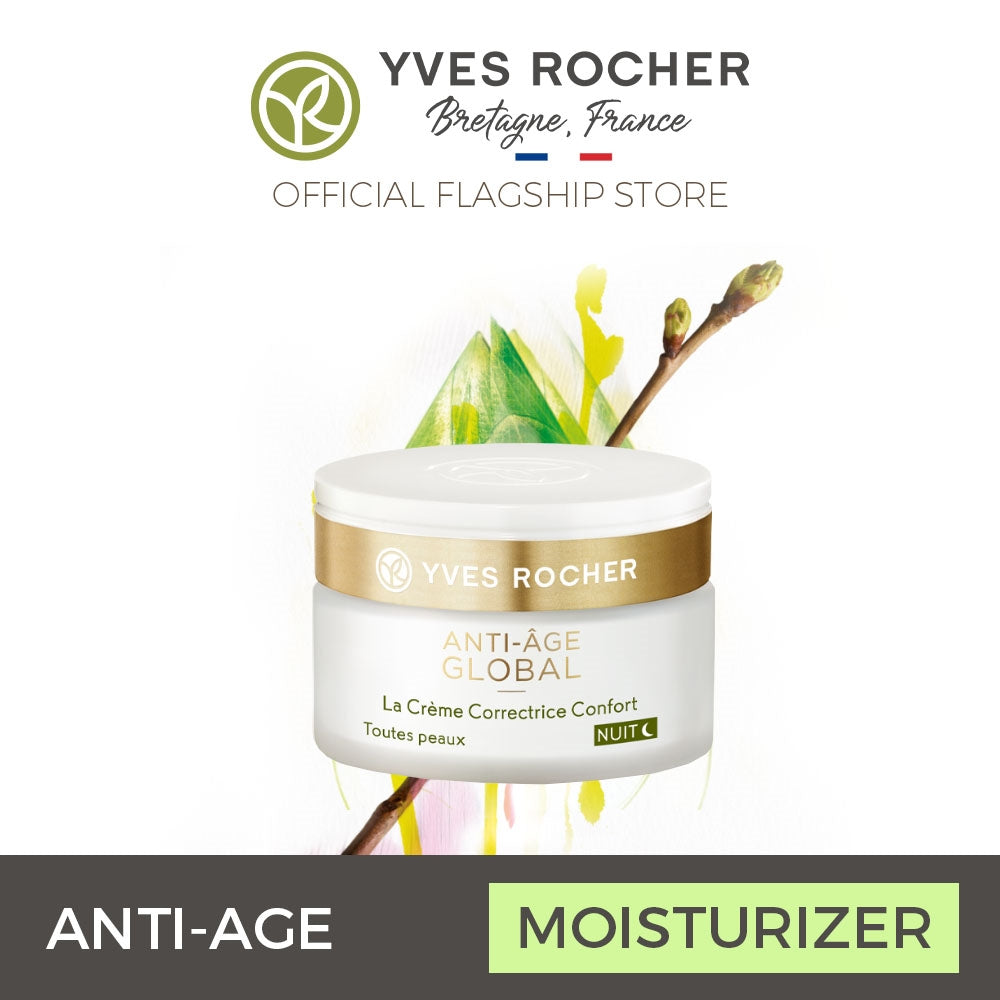 Yves Rocher Anti-Aging Comfort Night Moisturizer Light Face Cream 50ml - Anti Age Global