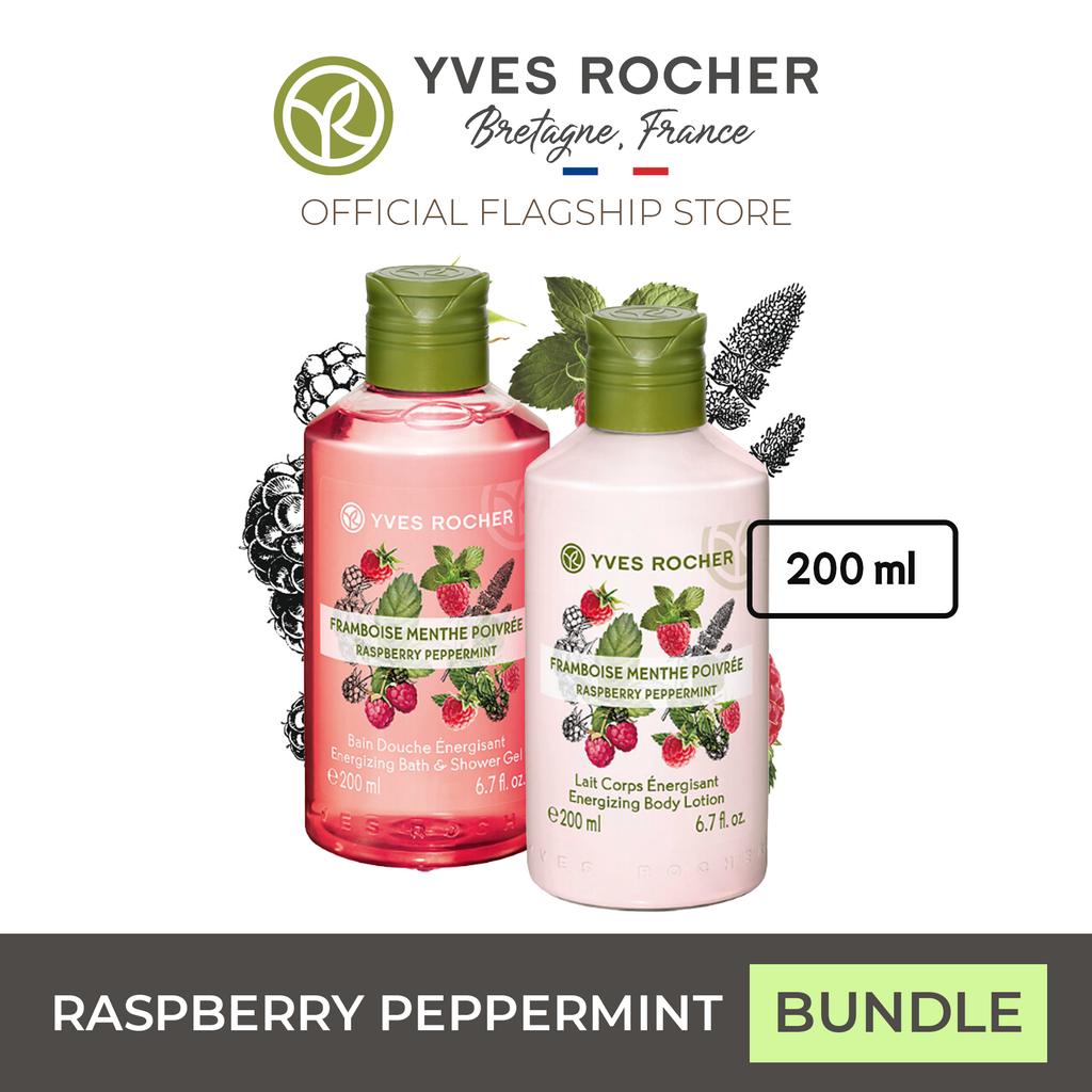 Yves Rocher Raspberry Peppermint Shower Gel and Lotion Bundle 200ml - Plaisir Nature